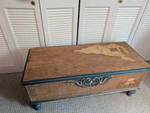 Vintage Carved Wood Storage Chest