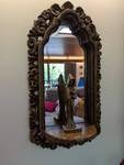 Hand Carved Wood Wall Mirror With Figural Frame