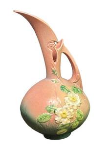 I6 - Vintage Roseville 996-13 White Rose Ewer
