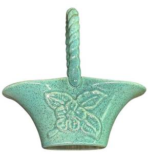 J6 - Vintage Red Wing Pottery Basket Aqua Speckled Glaze