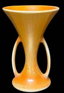 J5 - Vintage Art Deco Double Loop Handled Vase Attributed to Gonder Pottery