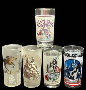 J5 - Vintage Kentucky Derby Glass Tumblers (Lot of 5)