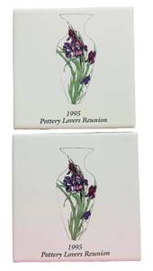 J4 - 1995 Pottery Lovers Reunion Tile Trivets (Lot of 2)