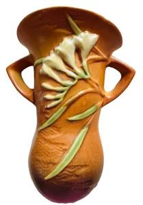 J4 - Vintage Roseville Freesia Wall Pocket Vase 1296-8
