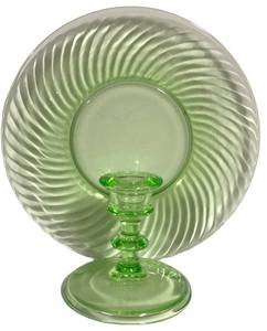M4 - Vintage Uranium Green Depression Glass Candle Holder & Plate Mixed Lot