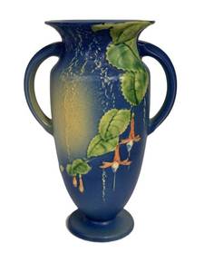 F2 - Vintage Roseville Blue Fuchsia 899-9 Vase