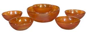 F3 - Vintage Jeanette Crackle Glass Berry Bowl Set (Lot of 5)