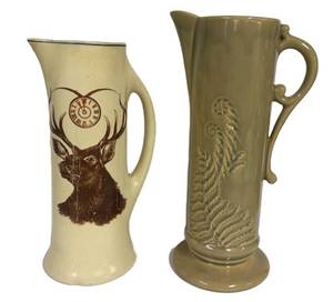 F1 - Two Antique Roseville Lodge Pine & Mayfair Tankards (Lot of 2)