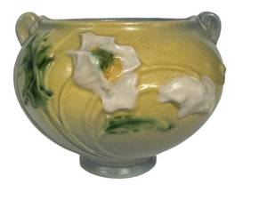 L6 - Antique Roseville Poppy Jardiniere