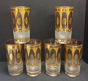 Set of Six Vintage Culver Regency Highball Glass Tumblers