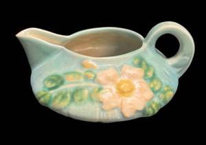 K4 - Vintage Roseville White Rose Petite Creamer