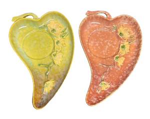 I4 - Two Vintage Roseville Wincraft Heart Leaf Trays