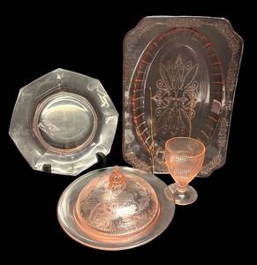 J2 - Vintage Pink Depression Glass Serving Pieces