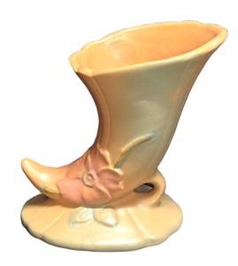 J3 - Vintage Weller Wild Rose Cornucopia Vase