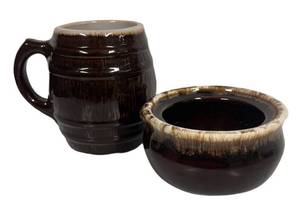 J1 - Vintage McCoy Barrel Mug and Crock Bowl