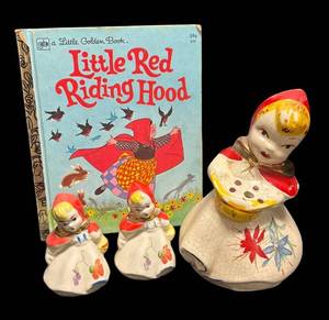 L4 - Vintage Hull Little Red Riding Hood String Dispenser, SaltPepper Shakers and Book