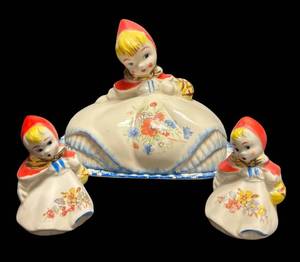 G3 - Vintage Hull Little Red Riding Hood Butter Dish & Salt and Pepper Shakers