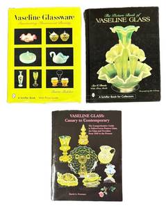 W - Trio of Vaseline Glass Reference Books