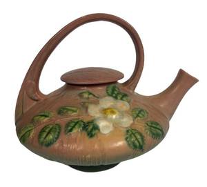 H5 - Vintage Roseville White Rose Teapot