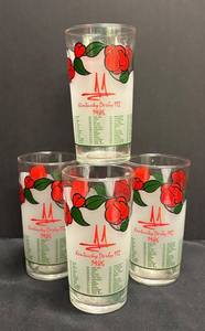 A2 - Set of Four Churchill Downs Run For The Roses Kentucky Derby Glass Tumblers