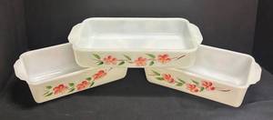 B3 - Trio of Vintage Anchor Hocking Fire King Floral Bake Dishes