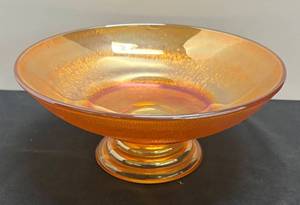B4 - Vintage Jeanette Marigold Tree Bark Glass Compote Dish
