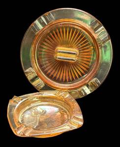 A5 - Two Vintage Carnival Glass Ashtrays