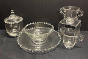 H2 - Vintage Imperial Candlewick Glass Serving Pieces