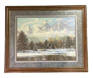 W - Winter Mountain Scene Framed Print by Joe Sambataro