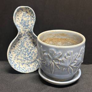 H5 - Vintage Red Wing Spoon Rest & McCoy Butterfly Flower Pot