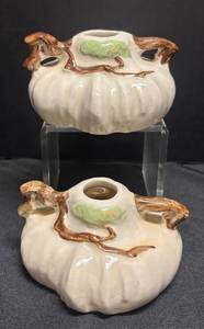 H5 - Vintage Roseville Pottery Ming Tree Candle Holders