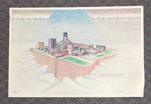 S - Minneapolis With Snow Fence Signed Unframed Print by M. Volker