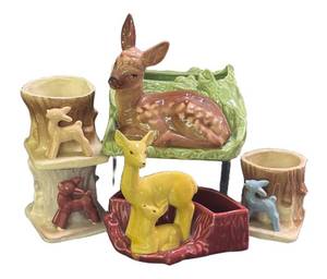 E3 - Vintage Shawnee & McCoy Deer Planters Mixed Lot