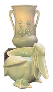 E2 - Vintage McCoy Pelican Planter & Hull Thistle Vase (Lot of 2)