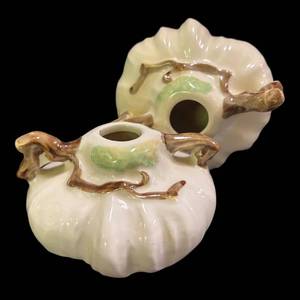 C3 - Pair of Vintage Roseville Pottery Ming Tree Candle Holders