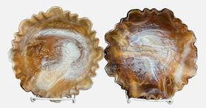 D1 - Vintage Imperial Glass Company Caramel Slag Glass Dutch Windmill Bowls 8 Pair
