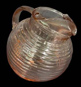 D2 - Vintage Pink Anchor Hocking Manhattan Tilted Ball Pitcher