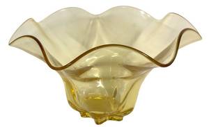 D4 - Vintage Cambridge Glass Yellow Ruffled Bowl