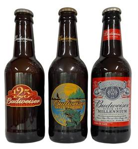 W - Budweiser Collectible Glass Bottles (Lot of 3)