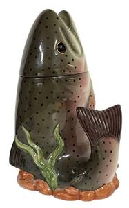 H6 - Vintage Big Sky Carvers Trout Whimsy Cookie Jar by R.u. Finney