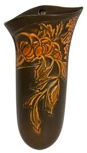 E5 - Vintage Roseville Rosecraft Panel Wall Pocket Vase