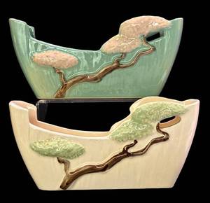 M3 - Vintage Roseville Pottery Ming Tree Planters Shape 568-8 (Lot of 2)