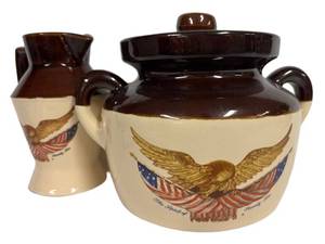 H3 - National Gallery of Art Washington D.c. Eagle Pitcher & Lidded Jar (Lot of 2)