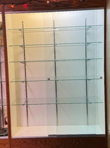 Showcase Designs Display Case with Glass Shelves & Lighting