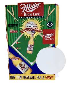 Miller High Life Baseball Scoreboard Sign With 4 Discs
