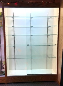 Showcase Designs Display Case with Glass Shelves & Lighting
