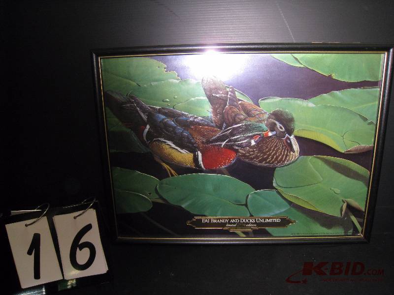 lot 16 image: E&J Brandy and Ducks Unlimited Embossed Foil Limited Edition - New 22 L x 17 h
