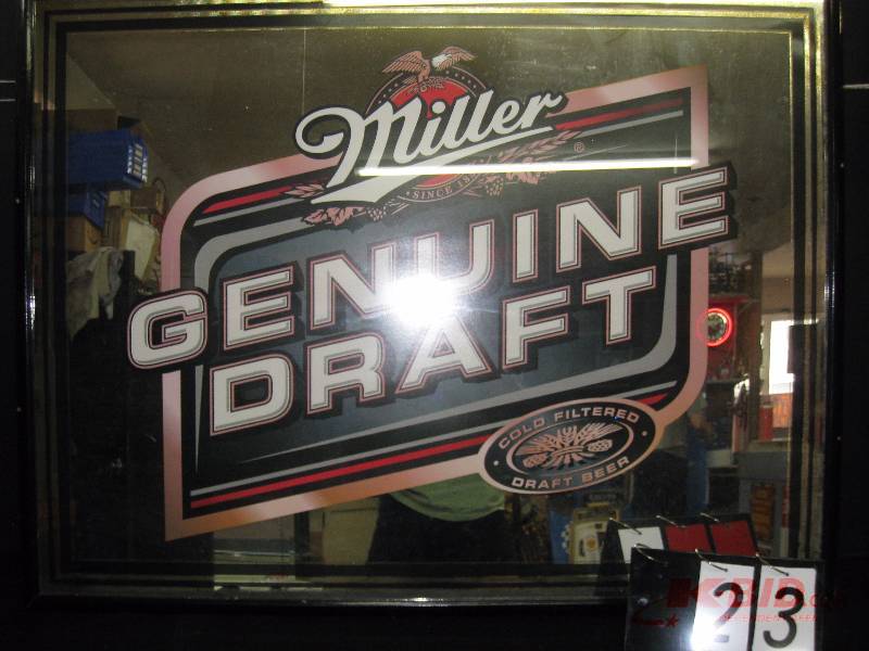 lot 23 image: Miller Genuine Draft mirror - large 52 w x 40 h