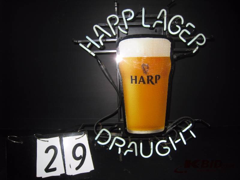 lot 29 image: Harp Lager Draught neon 20 w x 24 h