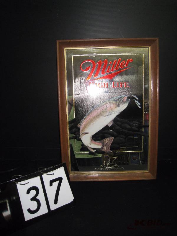 lot 37 image: Miller Wildlife series mirror, numbered edition, First Printing Rainbow Trout Minnesota, 5th in the Wildlife series 15 w x 22 h